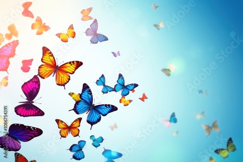 Colorful butterflies flying outdoors insect. photo