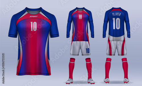 t-shirt sport design template, Soccer jersey mockup for football club. uniform front and back view.
