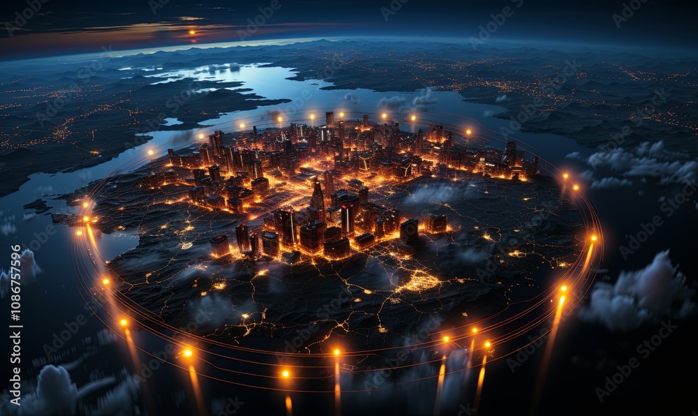 Brightly Lit Cityscape at Night Brightly Lit Cityscape at Night