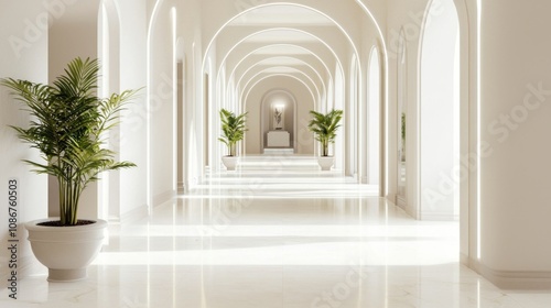 Elegant Roman-Style Hallway with Stylish Lighting and Decorative Arches | Ultra-Detailed Contemporary Design Transition Space