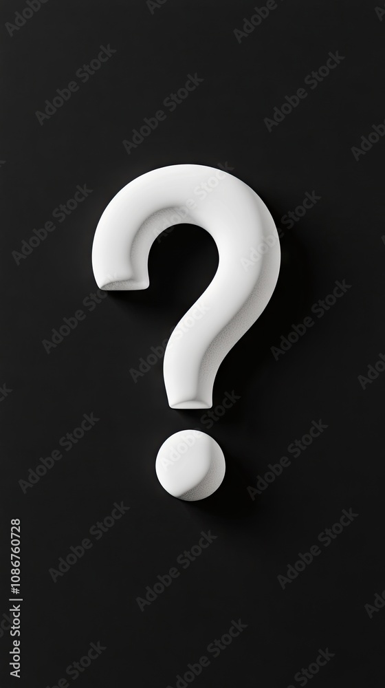 A minimalistic 3D question mark against a dark background inviting curiosity and exploration in a simple yet striking design A minimalistic 3D question mark against a dark background inviting curiosity and exploration in a simple yet striking design