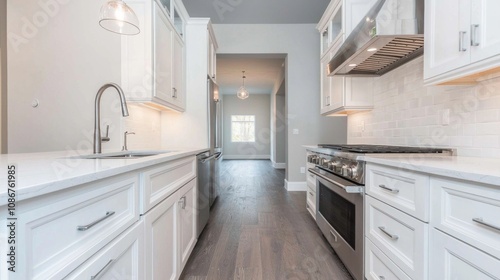 Elegant Roman-Inspired Modern Kitchen with Sleek Cabinetry and Stainless Steel Appliances for Stylish Cooking Environment