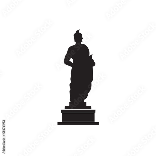 Statue In cartoon, hand-drawn flat style. image for social media, websites and UI. Isolated 2D vector design in logo, icon, sketch style, simple line vector, single color. AI Generative Art.