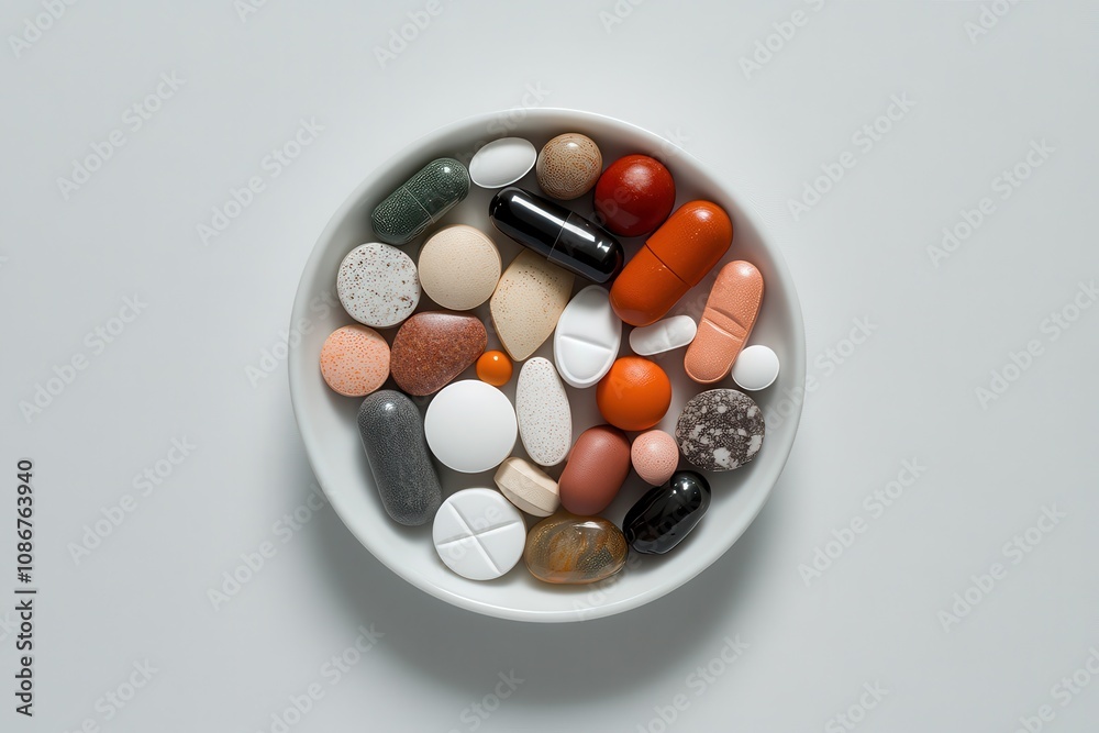 Assortment of Pills in a Small Dish Assortment of Pills in a Small Dish