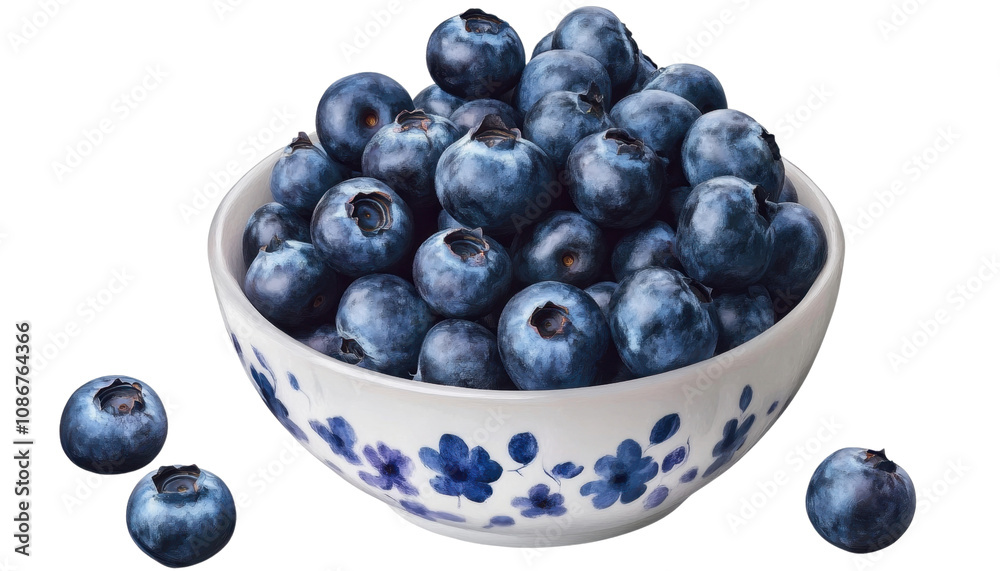 Blueberries in a bowl isolated on transparent background. Blueberries in a bowl isolated on transparent background.