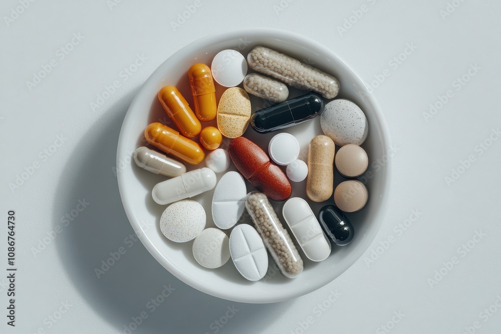 Assortment of Pills in a Small Dish Assortment of Pills in a Small Dish