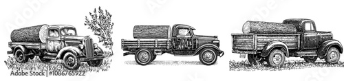 Flat illustration of a truck carrying a wood log from the rear.