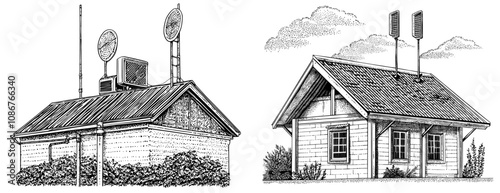 Internet router with antennae for internet access and wifi network connection. Wi-Fi device, modem with broadband signal. Technology, equipment. Flat modern illustration on white.