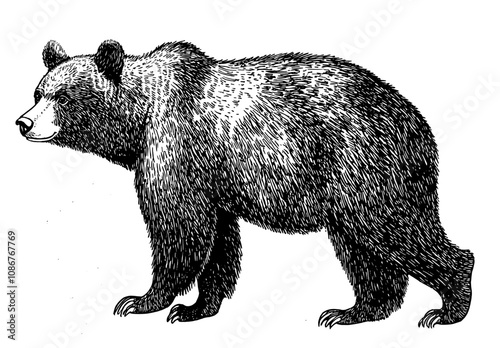 Hunting bear cartoon illustration isolated on white