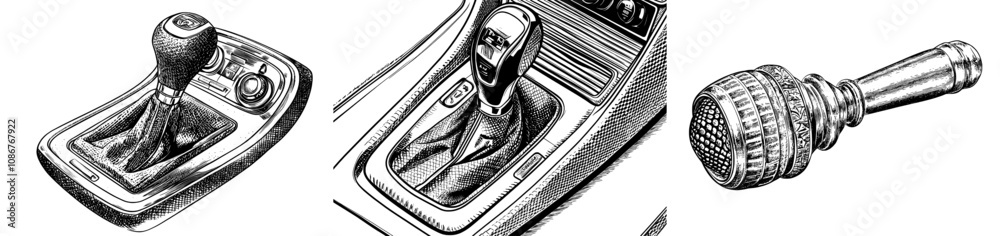 This illustration shows the automatic gear lever in a perspective view.