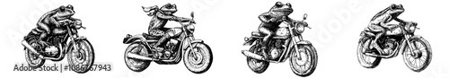 Element of motorcycle speed design featuring a motorcycle frog character