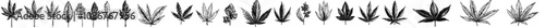 The ganja leaf looks different in every style. Isolated modern cannabis leaf icon.