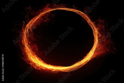 Fire hoop shape night flame.