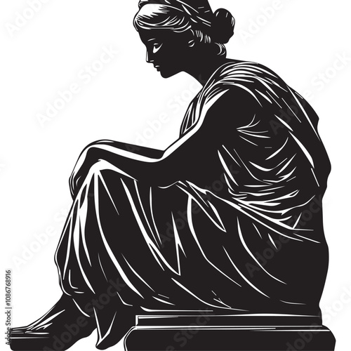 Statue In cartoon, hand-drawn flat style. image for social media, websites and UI. Isolated 2D vector design in logo, icon, sketch style, simple line vector, single color. AI Generative Art.