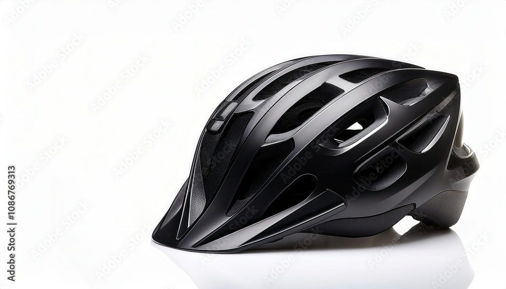 Fototapeta premium Stylish black bicycle helmet for safety and performance.