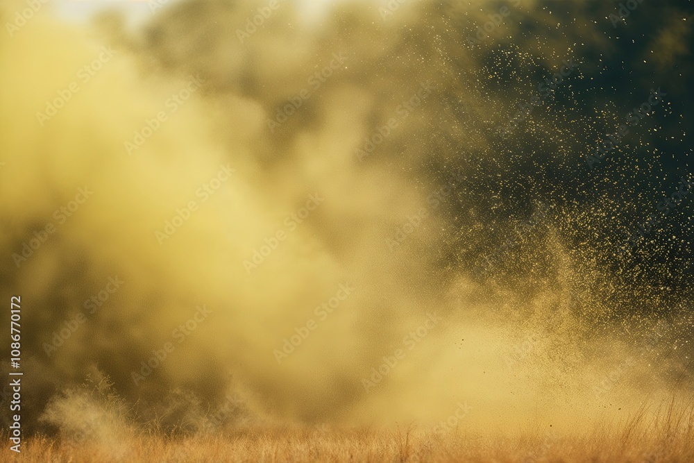 Obraz premium Natural Yellow Haze Background with Light Particles and Warm Atmosphere