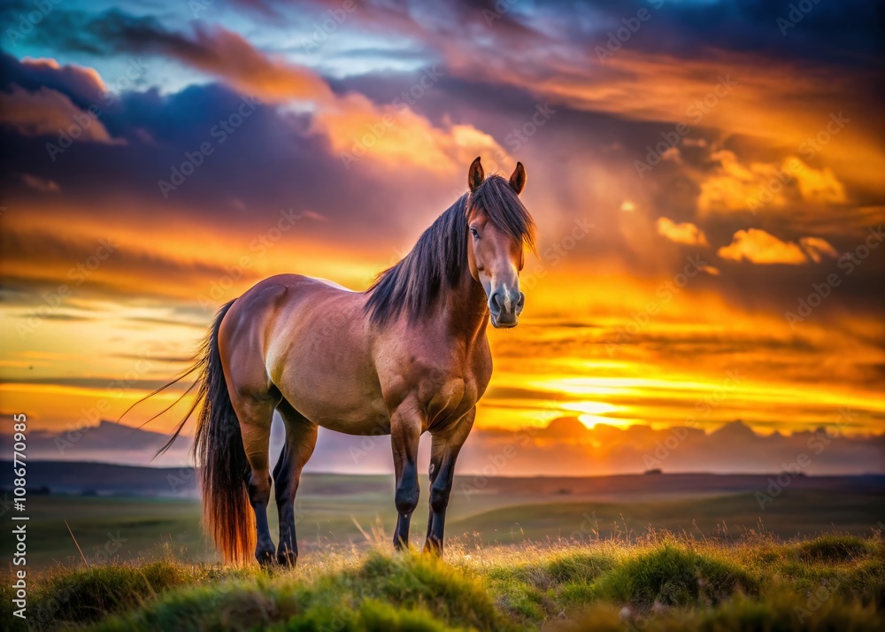 Captivating Low Light Photography of a Majestic Horse in a Serene Landscape at Dusk, Emphasizing the Grace and Beauty of Equine Movement in Soft Lighting Conditions Captivating Low Light Photography of a Majestic Horse in a Serene Landscape at Dusk, Emphasizing the Grace and Beauty of Equine Movement in Soft Lighting Conditions