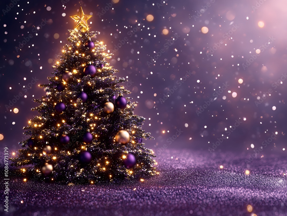 golden christmas tree and lights