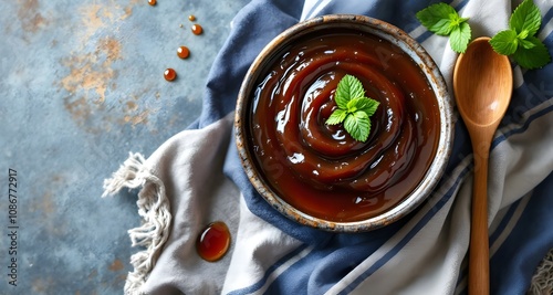 Petimezi (Greek Cuisine) Syrup in a Bowl photo