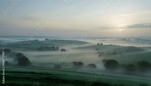 Misty Pastoral Landscape