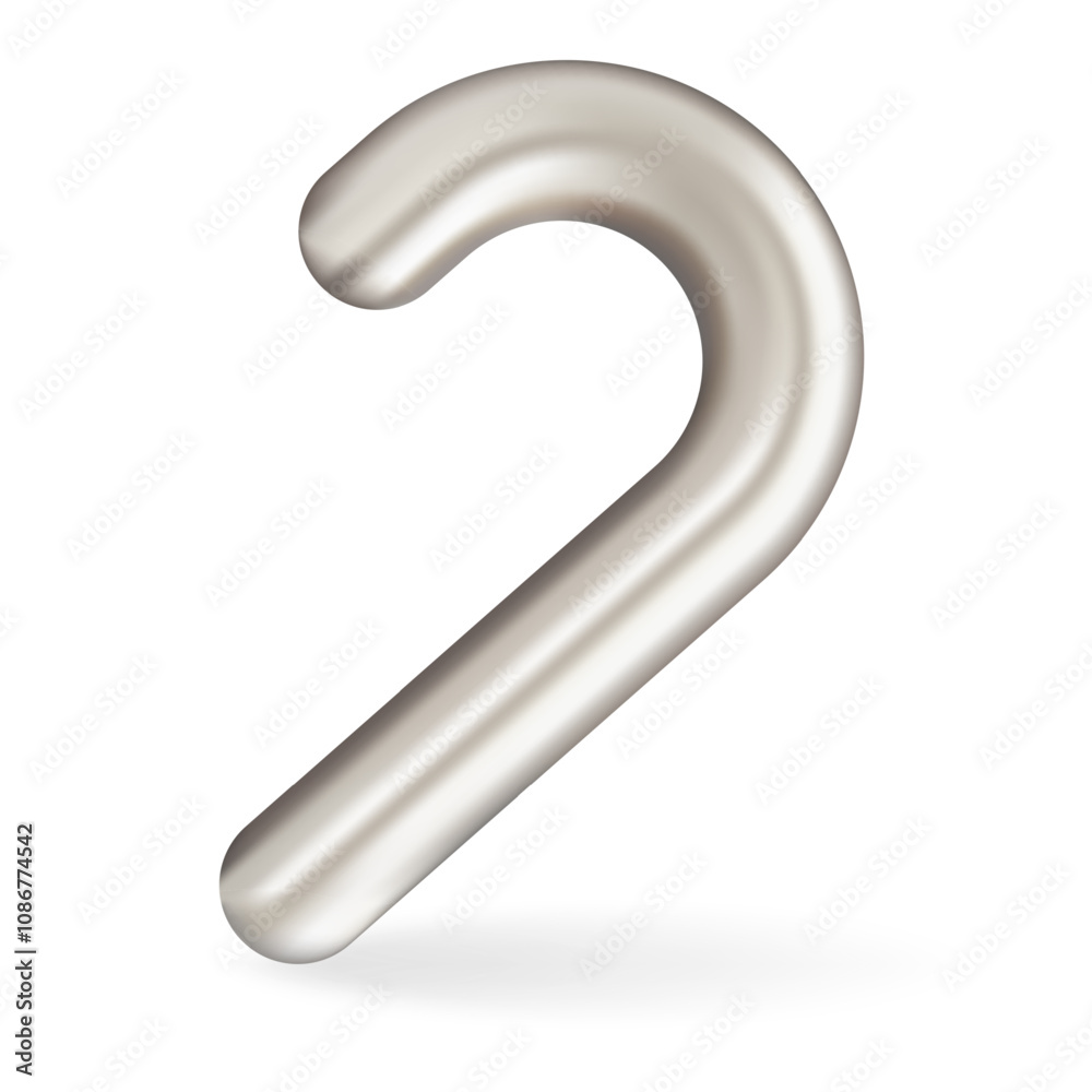 Silver candy cane illustration. Sleek metallic design in a modern silver finish, perfect for minimalistic holiday decorations and sophisticated Christmas themes. Silver candy cane illustration. Sleek metallic design in a modern silver finish, perfect for minimalistic holiday decorations and sophisticated Christmas themes.