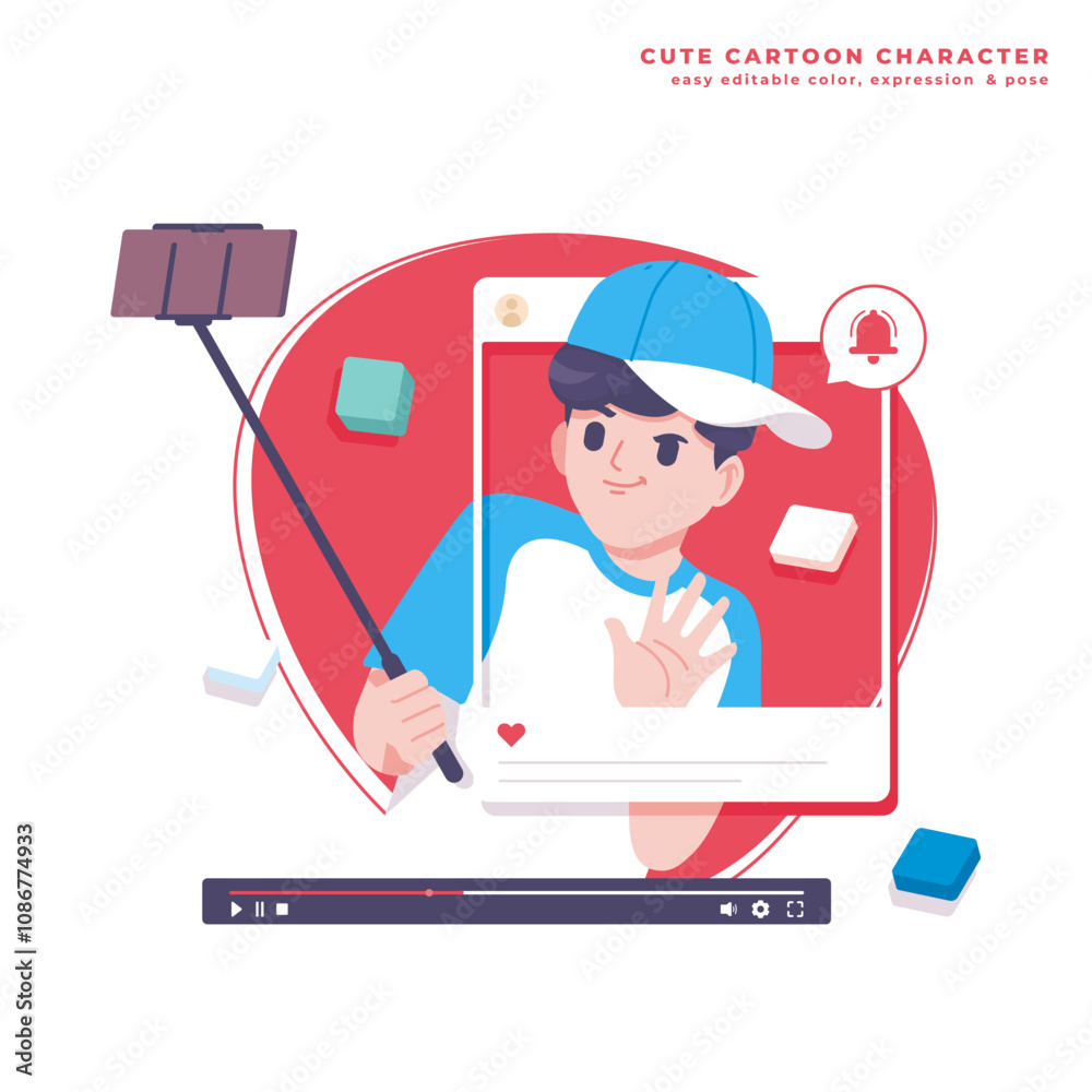 content creator cute cartoon illustration content creator cute cartoon illustration