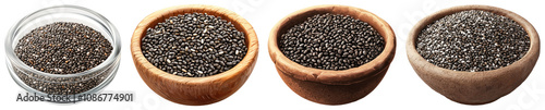 A 3D chia seed icon displayed on a transparent background, emphasizing the small size and nutritional value of chia seeds, ideal for health-related content.