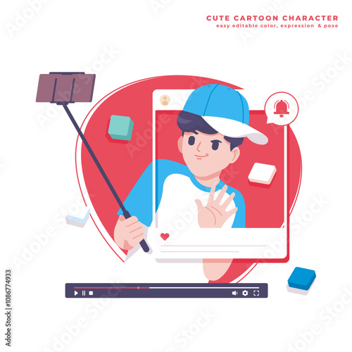 content creator cute cartoon illustration