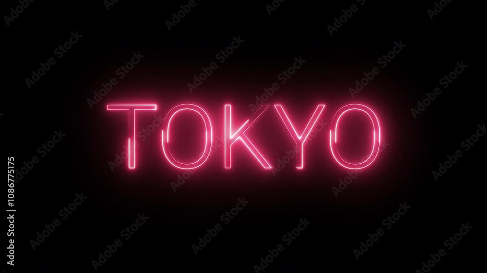 Tokyo neon text animation on black background Tokyo neon text animation on black background