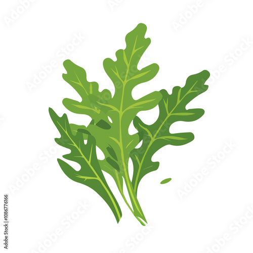 A simple flat 2D icon of rocket wild arugula isolated on a blue background, vector design, ideal for animation,  mobile apps, web design, digital illustrations, branding, minimal