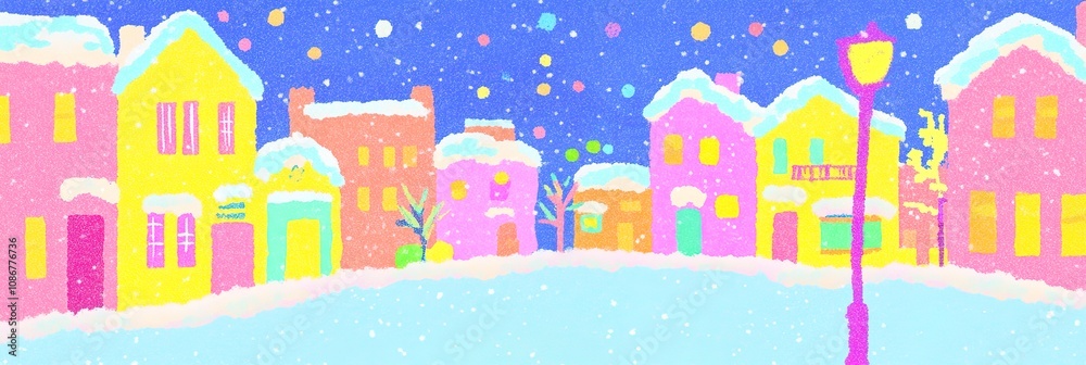 Abstract Marketing Background Featuring a Cozy Winter Town Illustration on a Snowy Night, Showcasing a Tranquil and Warm Atmosphere with a Distinctive Handmade Wool Effect in Soft Light Blue Tones, Ev Abstract Marketing Background Featuring a Cozy Winter Town Illustration on a Snowy Night, Showcasing a Tranquil and Warm Atmosphere with a Distinctive Handmade Wool Effect in Soft Light Blue Tones, Ev