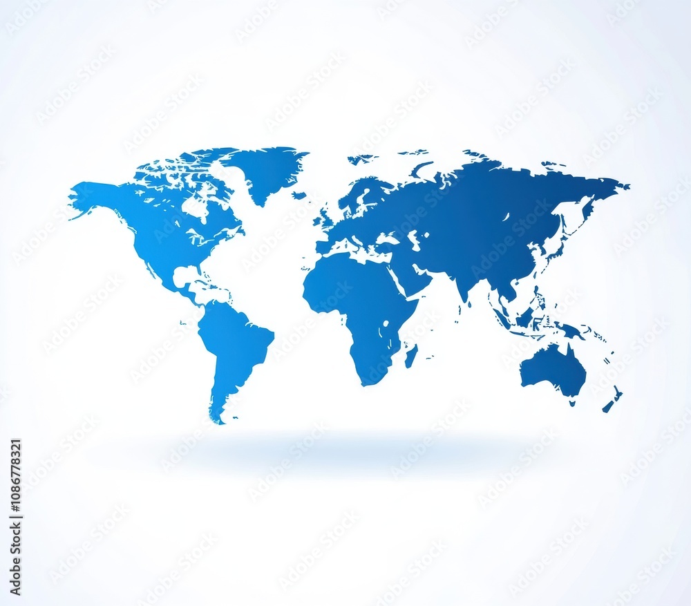 Vector map of the world in blue shades, illustrating continents and oceans for educational, business, or travel-related content in digital and print formats. Vector map of the world in blue shades, illustrating continents and oceans for educational, business, or travel-related content in digital and print formats.
