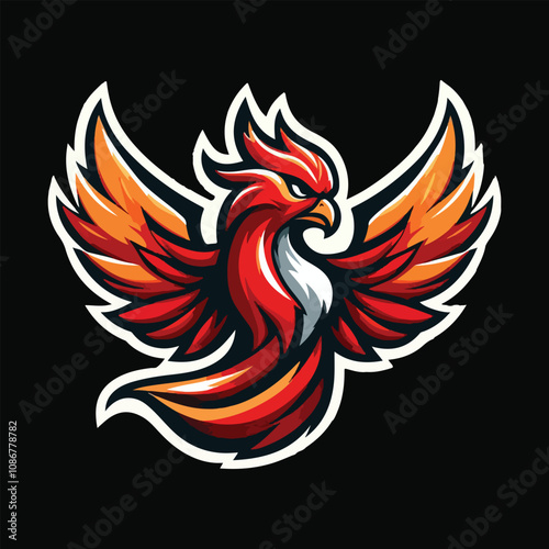 phoenix mascot gaming logo vector art illustration