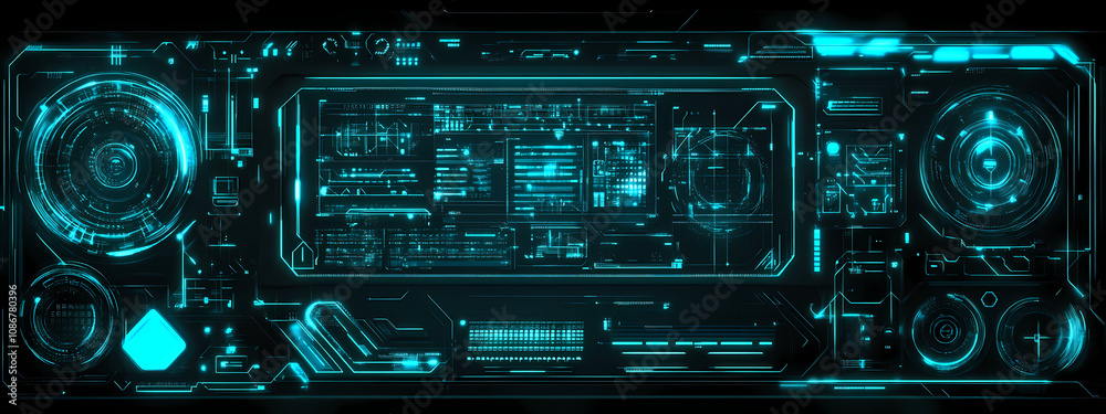 Fototapeta premium Neon Tech Framework
