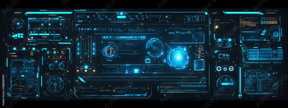 Fototapeta premium Neon Tech Framework