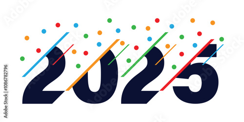 colorful 2025 for new year. cutoff number design for poster, banner, website, calendar design element. transparent png and vector illustration.