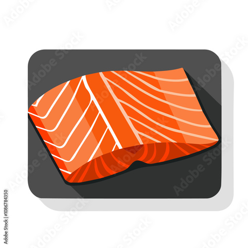 Simple flat 2D icon salmon fillet isolated on a transparent background, vector, flat design, animation design, vector, flat design, animation design, simple illustration, minimalist icon design
