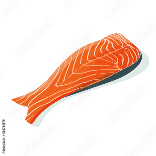 Simple flat 2D icon salmon fillet isolated on a transparent background, vector, flat design, animation design, vector, flat design, animation design, simple illustration, minimalist icon design, icon