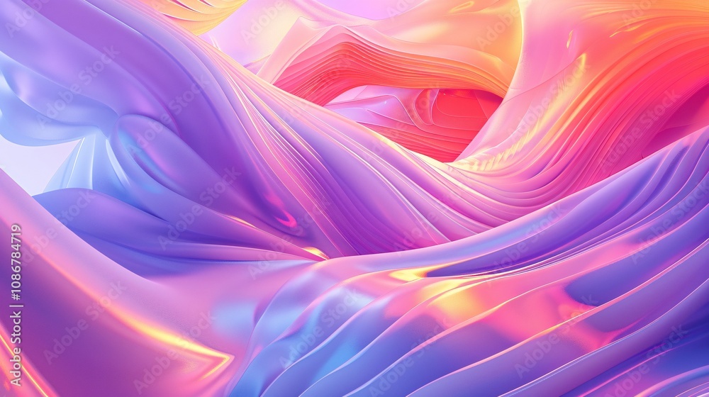 Obraz premium Abstract Colorful Swirling Waves Vibrant Pink, Purple, and Orange Gradient Texture