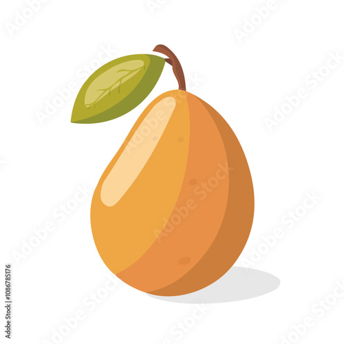 Simple flat 2D icon sapodilla isolated on a transparent background, vector, flat design, animation design, vector, flat design, animation
