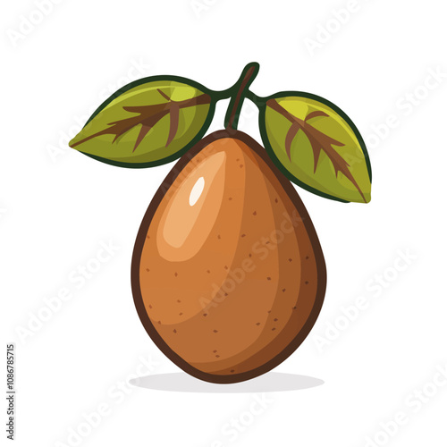 Simple flat 2D icon sapodilla isolated on a transparent background, vector, flat design, animation design, vector, flat design, animation