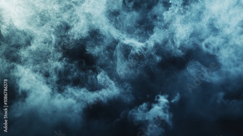 Mysterious blue smoke swirling gracefully in the dim light evokes a sense of tranquility and intrigue during a calm evening