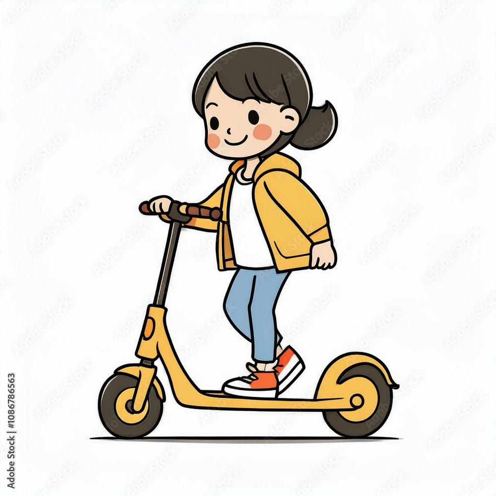 キックボードの乗る女性