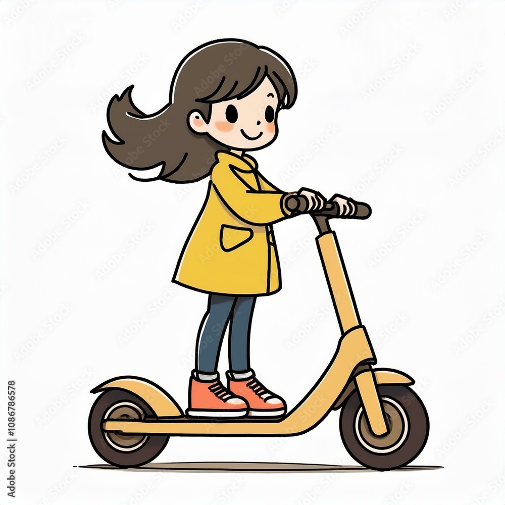 キックボードの乗る女の子 キックボードの乗る女の子