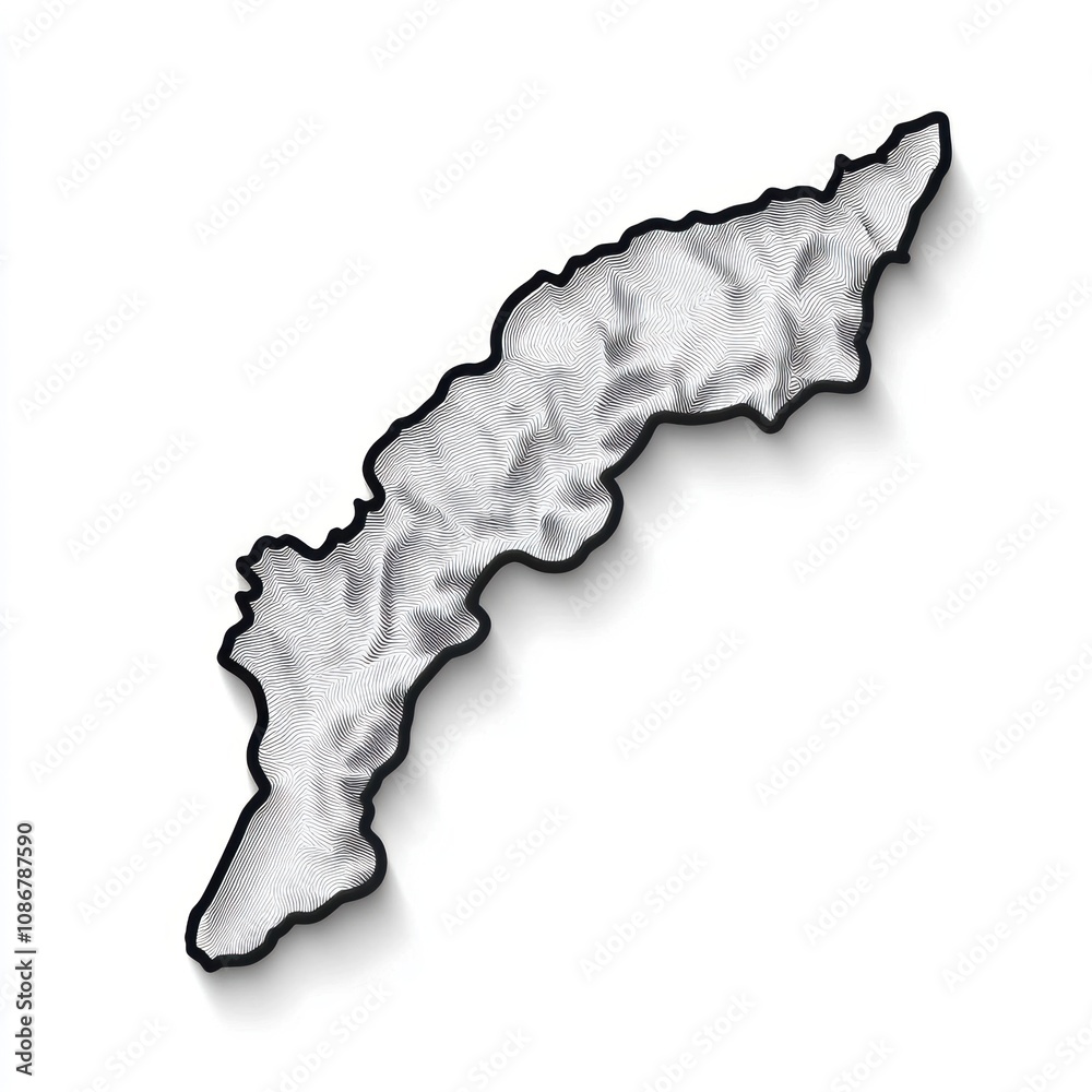 Abstract Map Design with Fluid Lines and Shadows Representing a Unique Geographical Shape on a Minimalistic Background for Creative Projects Abstract Map Design with Fluid Lines and Shadows Representing a Unique Geographical Shape on a Minimalistic Background for Creative Projects