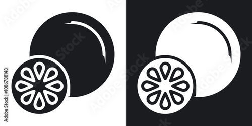 Grapefruit icon set in black filled and solid filled style