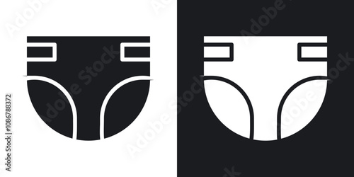 Diaper icon set in black filled and solid filled style