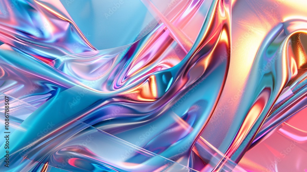 Abstract Iridescent Liquid Metal Swirls Vibrant Pink, Blue, and Orange Hues Abstract Iridescent Liquid Metal Swirls Vibrant Pink, Blue, and Orange Hues