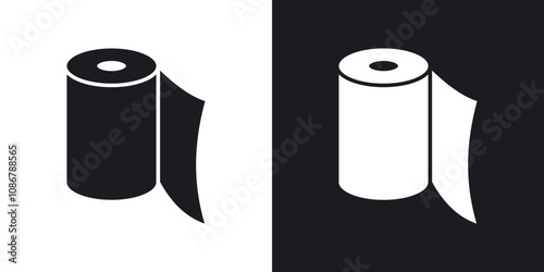 Foil roll icon set in black filled and solid filled style