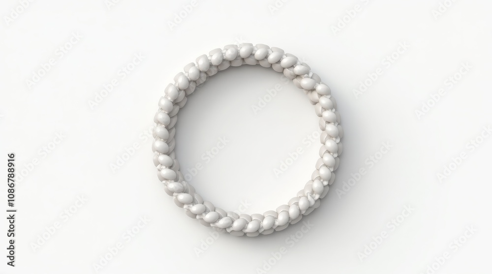 Obraz premium White braided circle pattern on a light background, minimalist design
